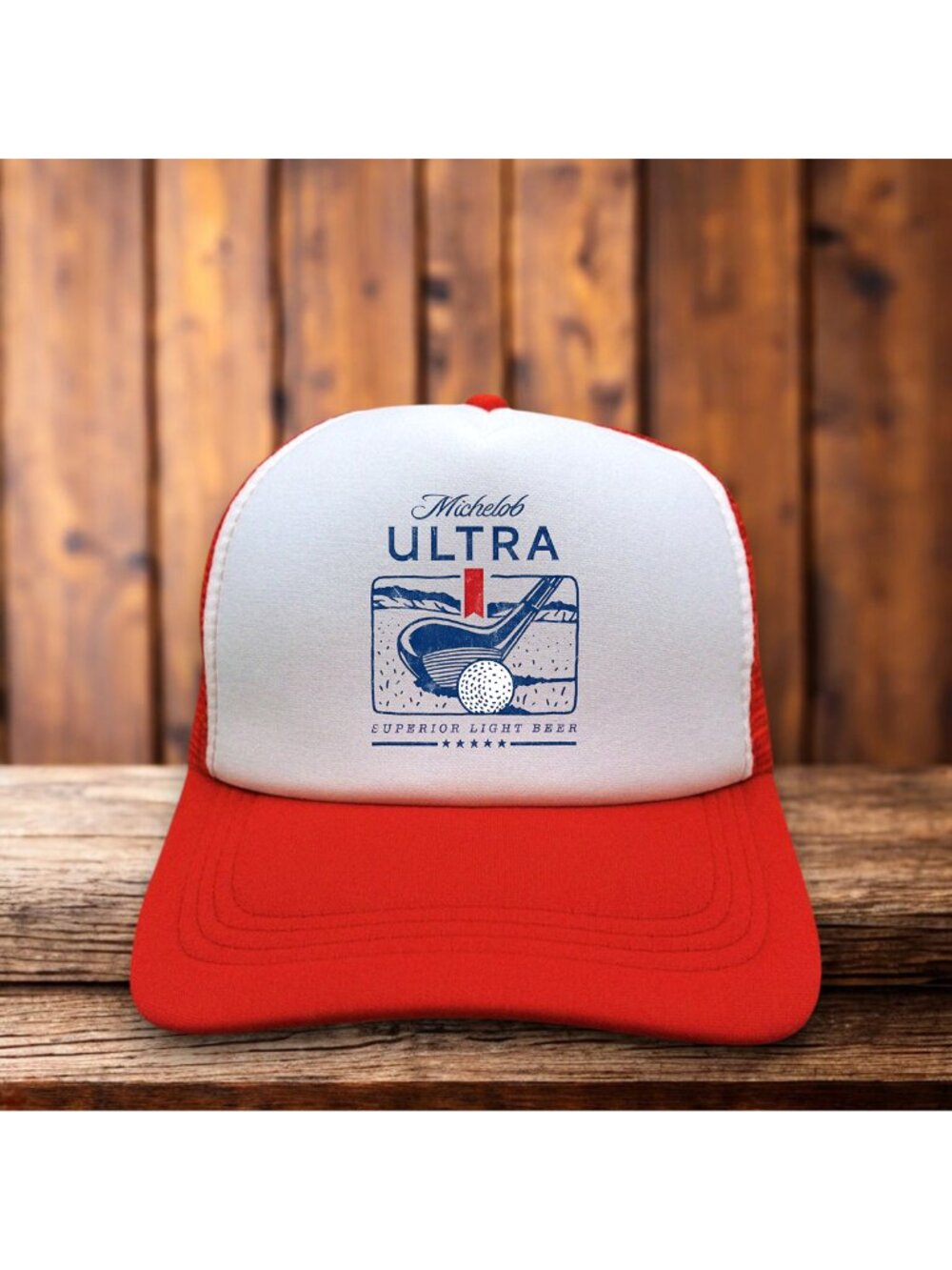 Michelob Ultra Beer Golf Red Mens Trucker Hat Snapback Cap